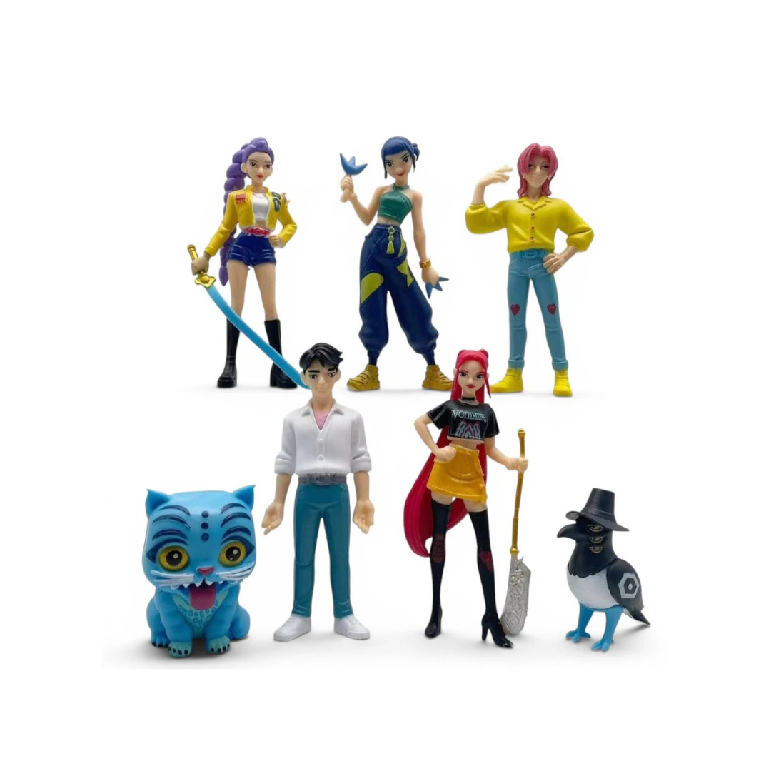 KPOP Demon Hunters Action Figure Set – (11cm) Anime Style Character Toy Collection for Kids (7 Figures + Accessories)