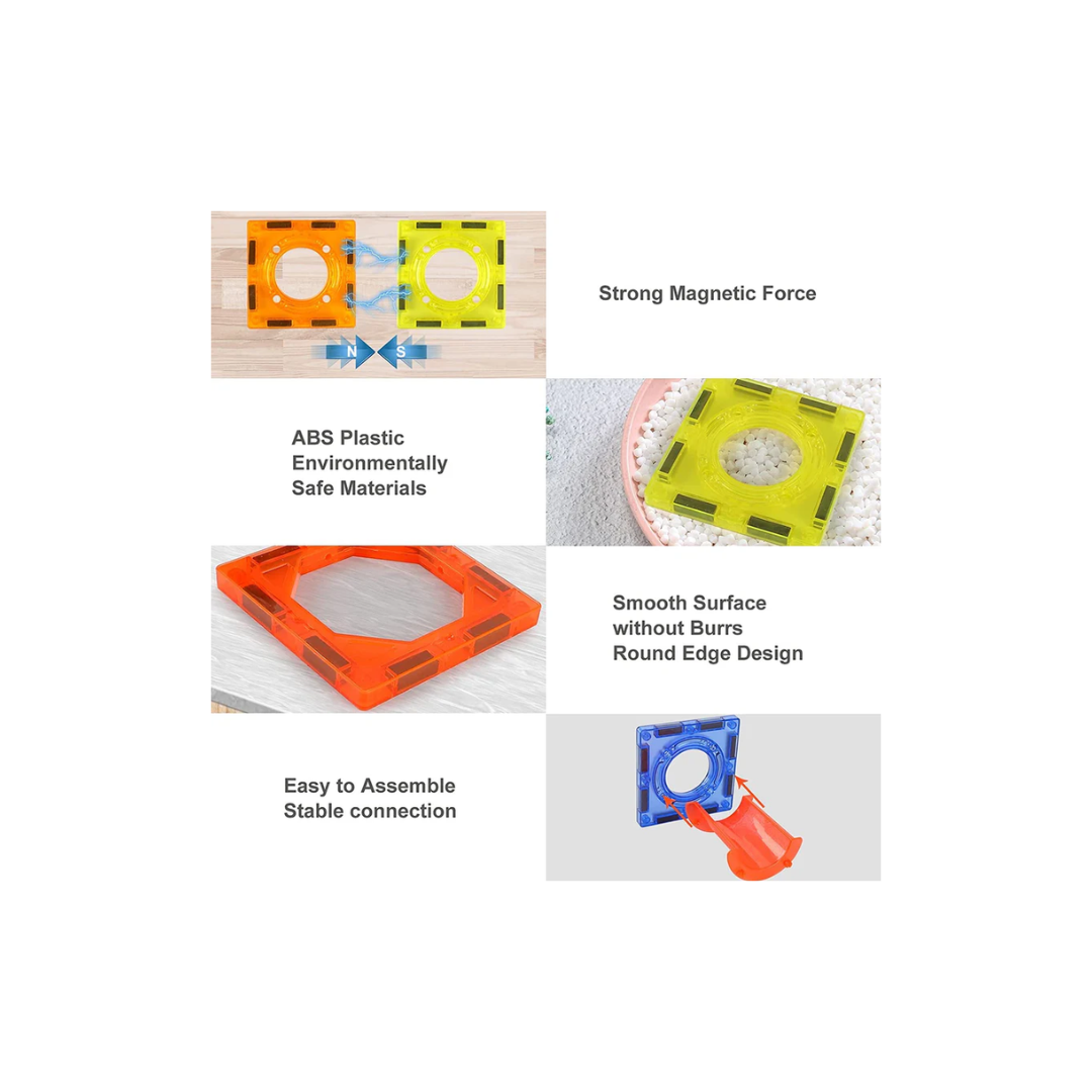Dige Light Magnetic Tiles (202 Pcs) Building Blocks STEAM Educational Magnetic Marble Run