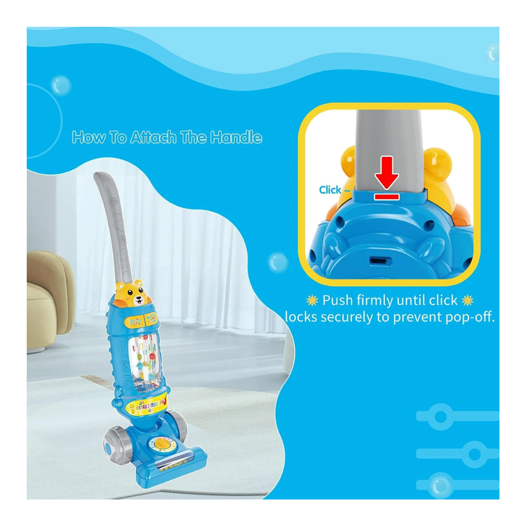 Cute Bear Magical Vacuum Cleaner Toy with Interactive Lights, Melodies & Floor Roller for Kids