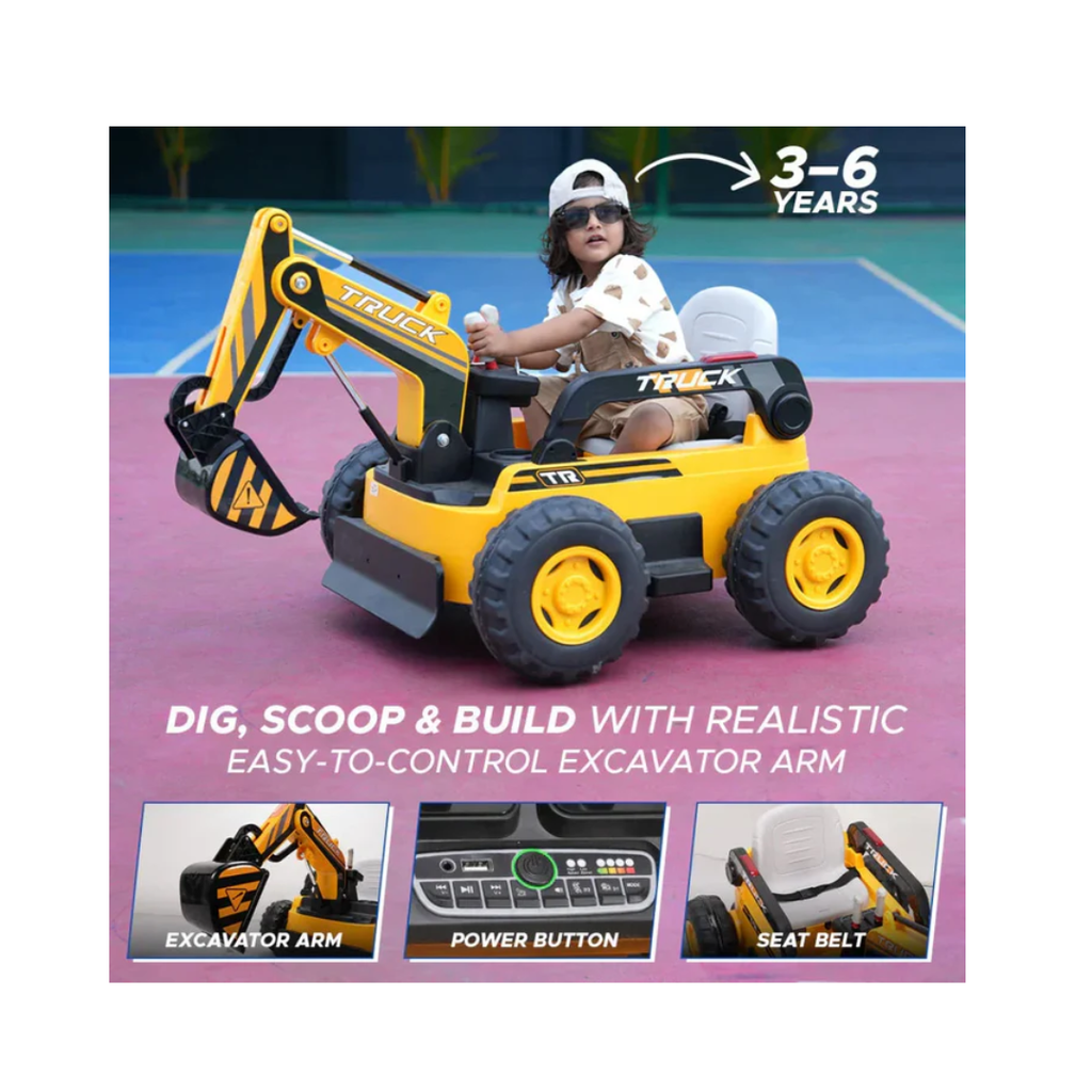 Emotorad Formula Fun Mini Excavator Toy Ride-On Car (Yellow-Black), 3-7Years