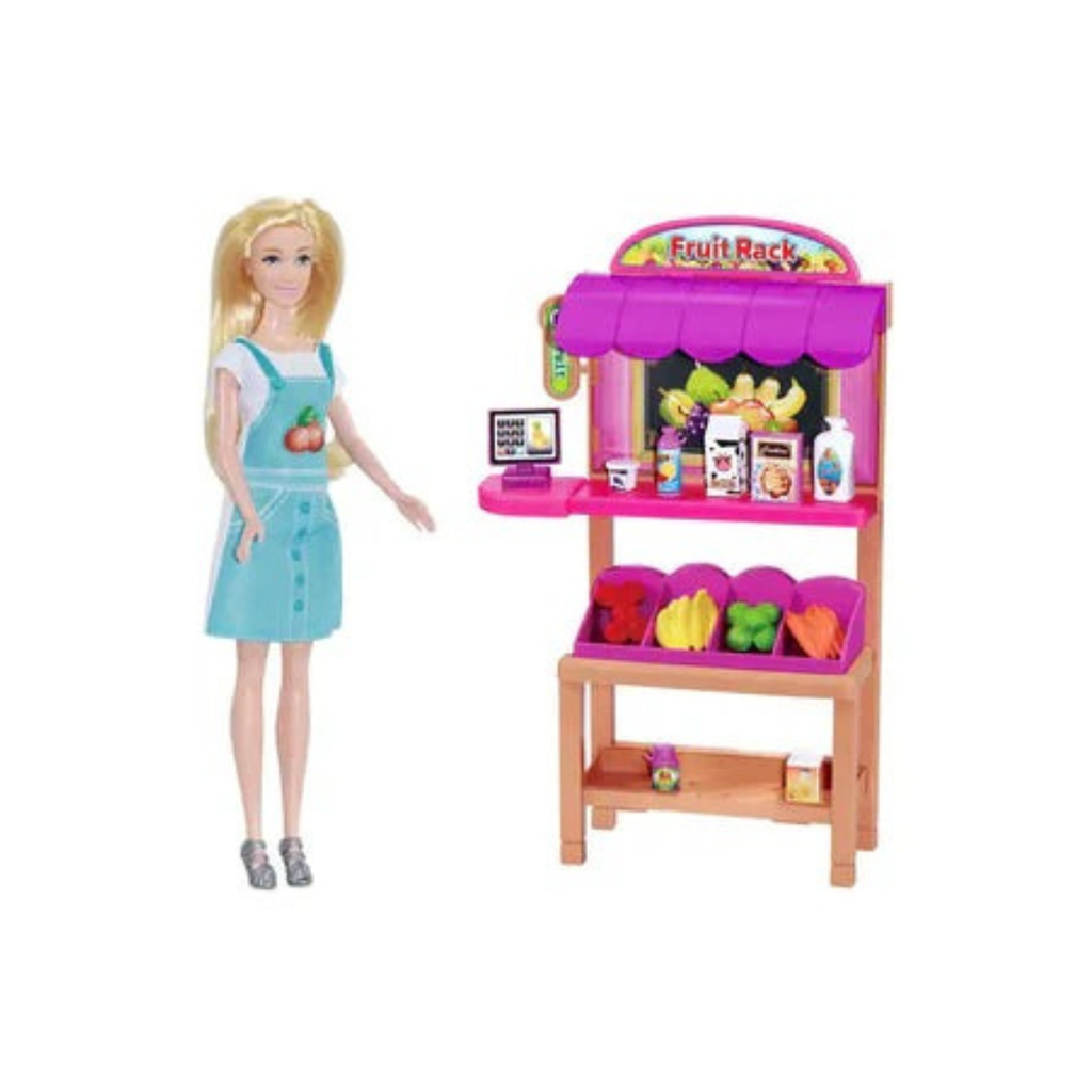 Rainbow Toys 11.5 Inch Beauty Doll Kitchen and Grocery Shopping Playset