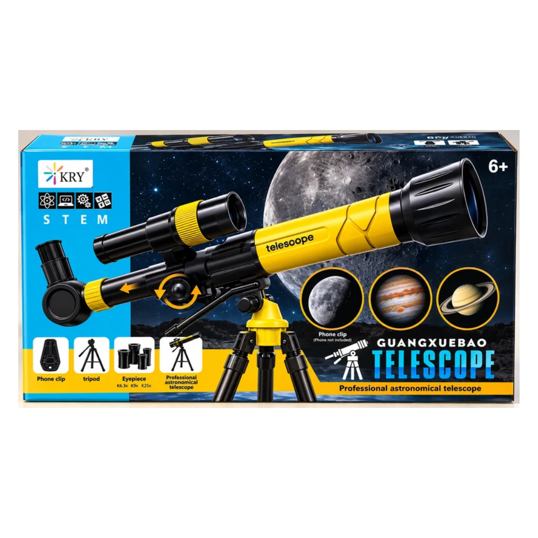 KRY Guangxuebao Professional Astronomical Telescope with Tripod, Phone Clip & 3 Eyepieces | STEM Educational Science Toy for Kids Ages 6+