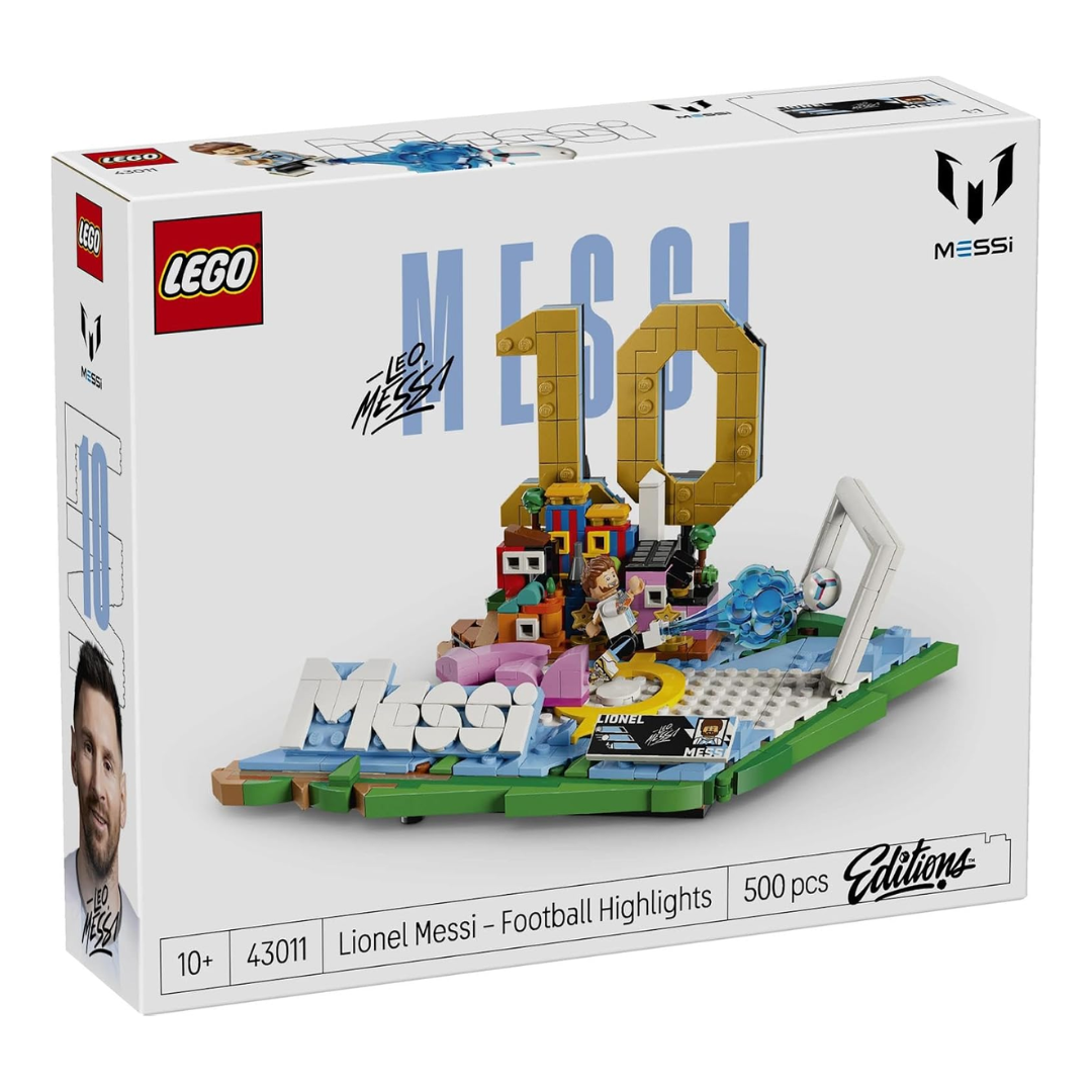 LEGO Editions Lionel Messi Football Highlights Building Set 43011, 500 Pieces, Collectible Football Display Model with Messi Minifigure – 10+ Years