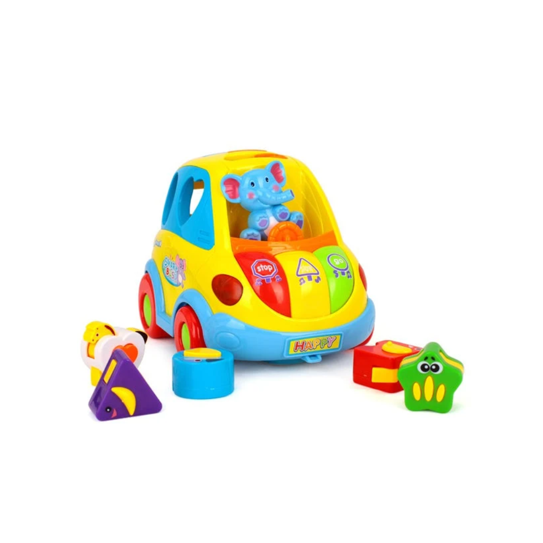 Hola Clever Coupe 2-in-1 Shape Sorter Activity Bus Musical Learning Toy 6 Shape Blocks 18–36 Months