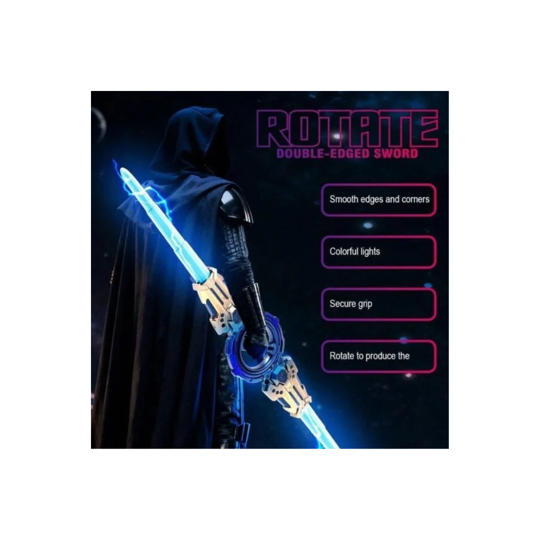 Fire Spiral Sword Double-Edged Rotating LED Lightsaber Toy with Colorful Lights (Assorted Colours)