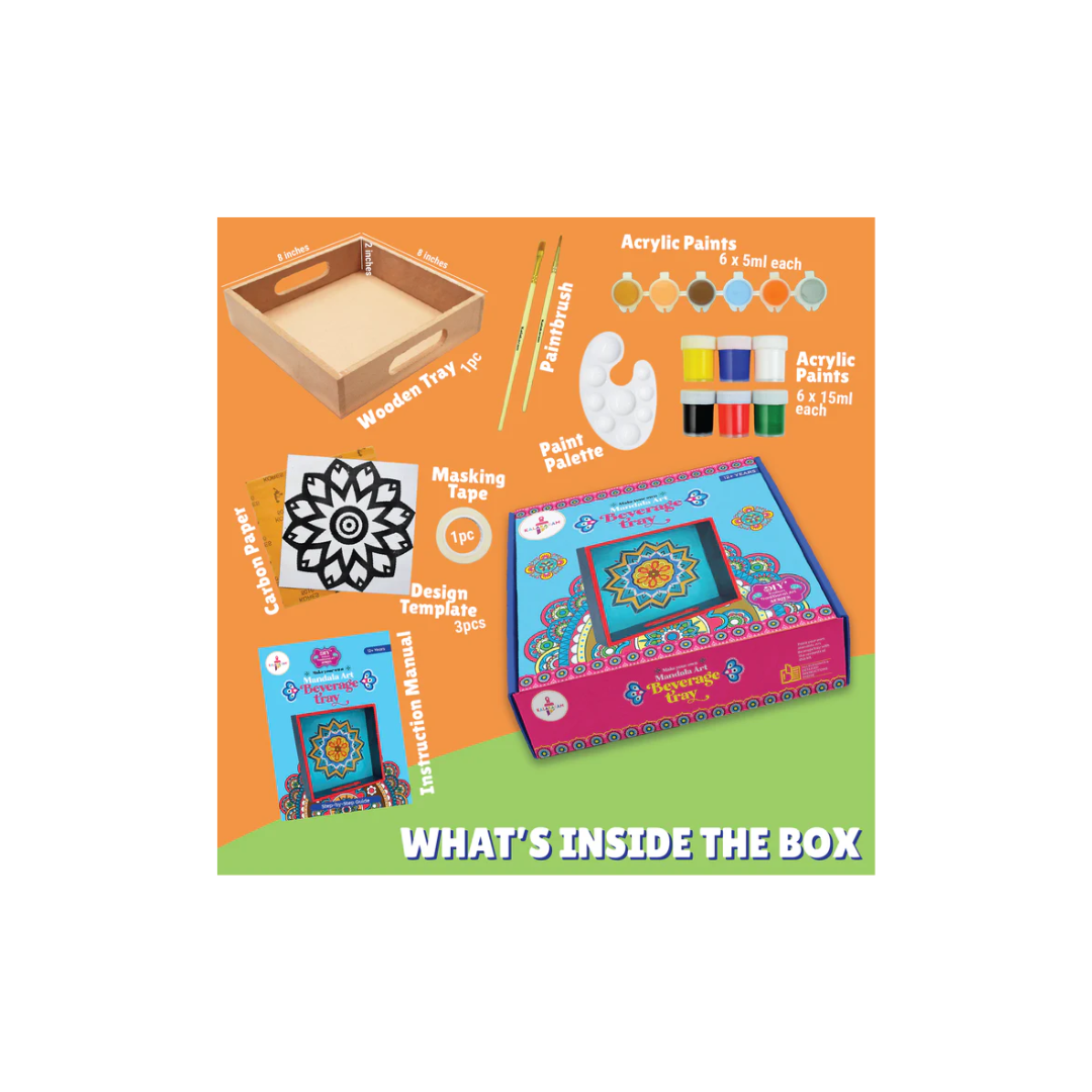 Kalakaram Mandala Art Beverage Tray Painting Kit