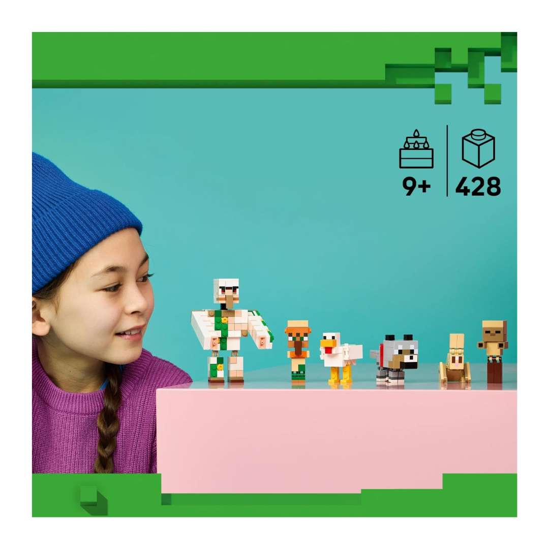 LEGO Minecraft Chicken Jockey Desert Attack Building Set 21592, 428 Pieces, 6 Posable Characters & Iron Golem – 9+ Years