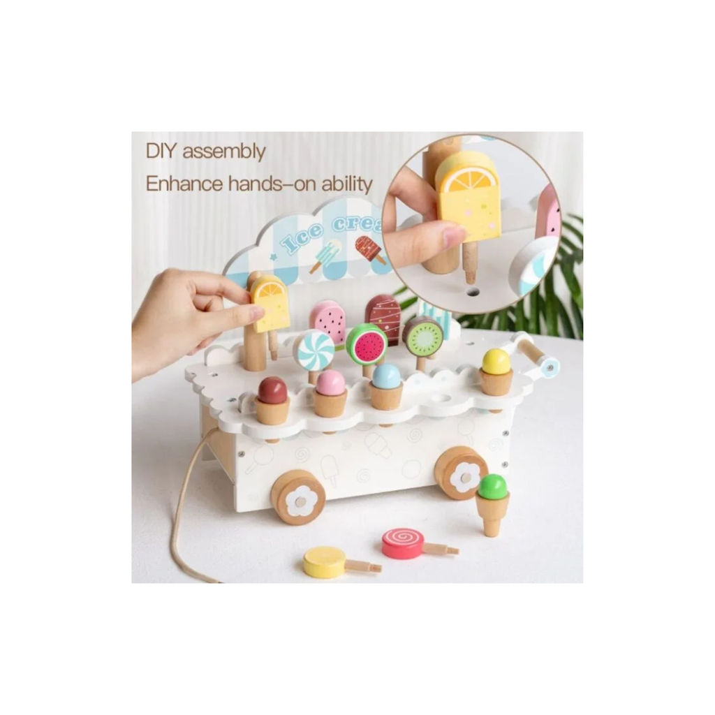Rainbow Toys Wooden Ice Cream Cart Playset for Kids