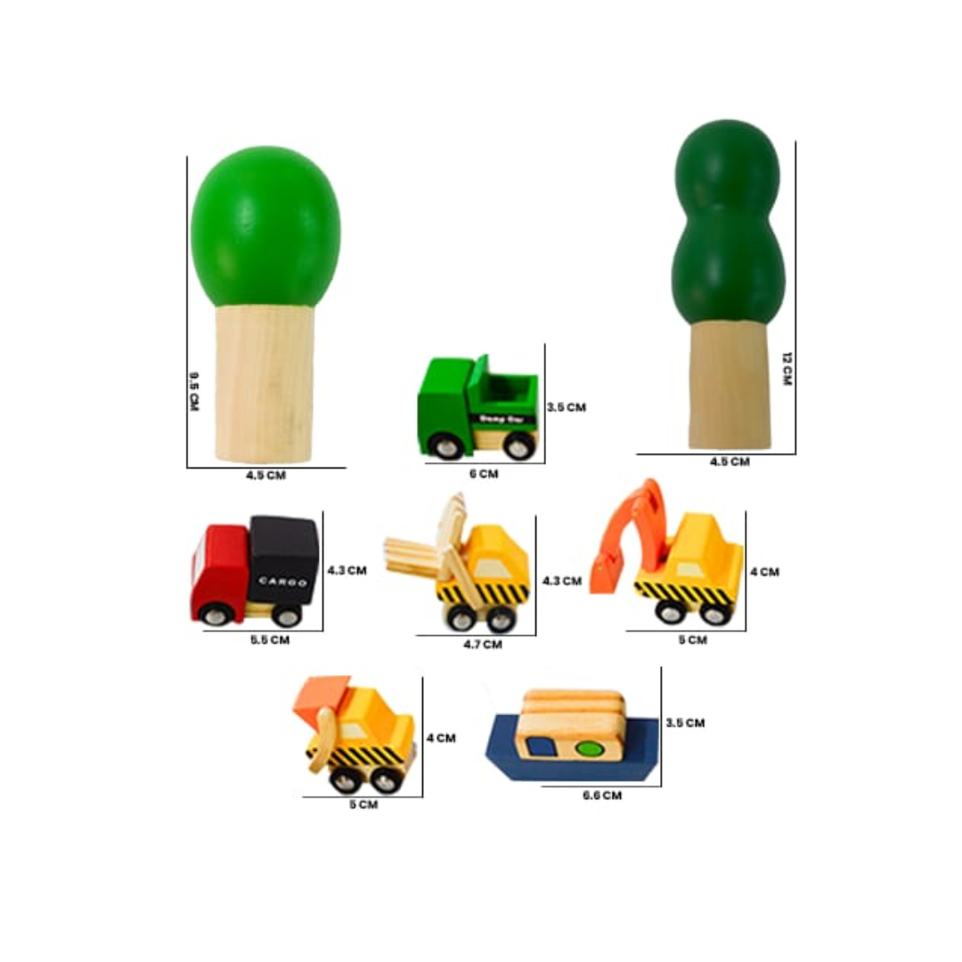 Playblox 'Township' Wooden Vehicle Playset – Mini City Cars & Construction Trucks Toy Set in Interactive House Display Box