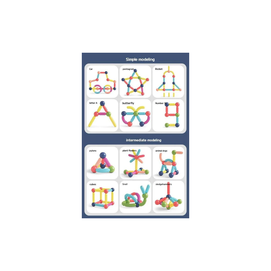 Rainbow Toys  Magnetic Sticks Building Blocks Educational Toys 84Pcs