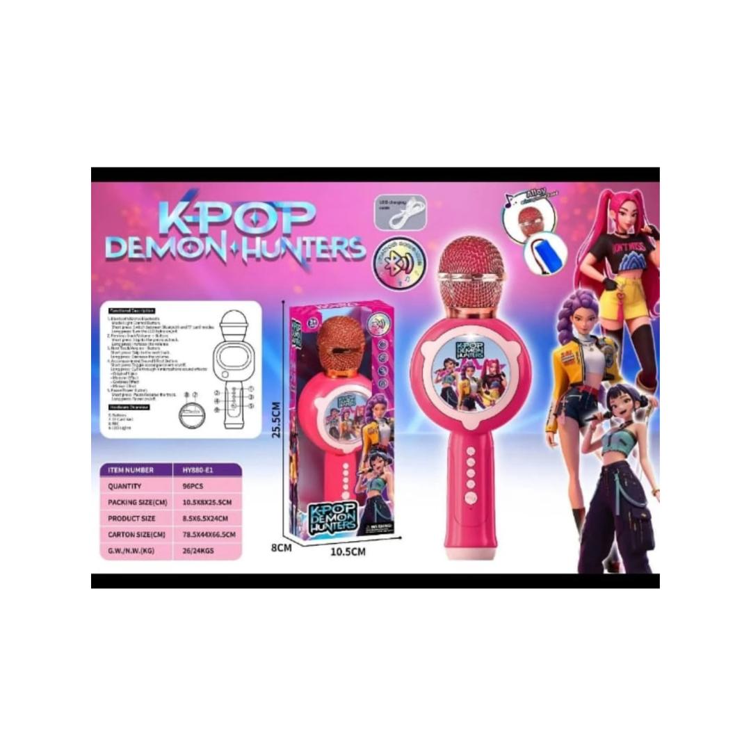 Rainbow Toys K Pop Demon Hunter Wireless Headphones Karaoke Microphone with LED Lights, Bluetooth