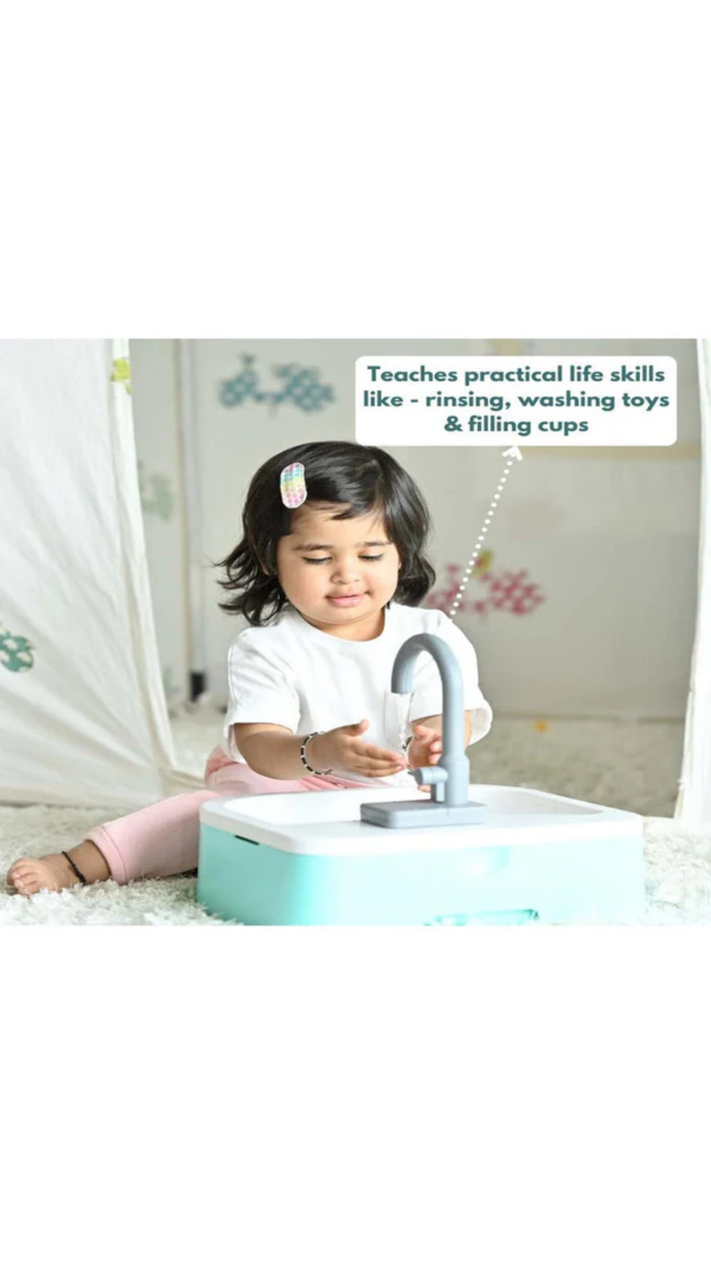 Curious Cub Wooden Running Water Sink-Multi Colour