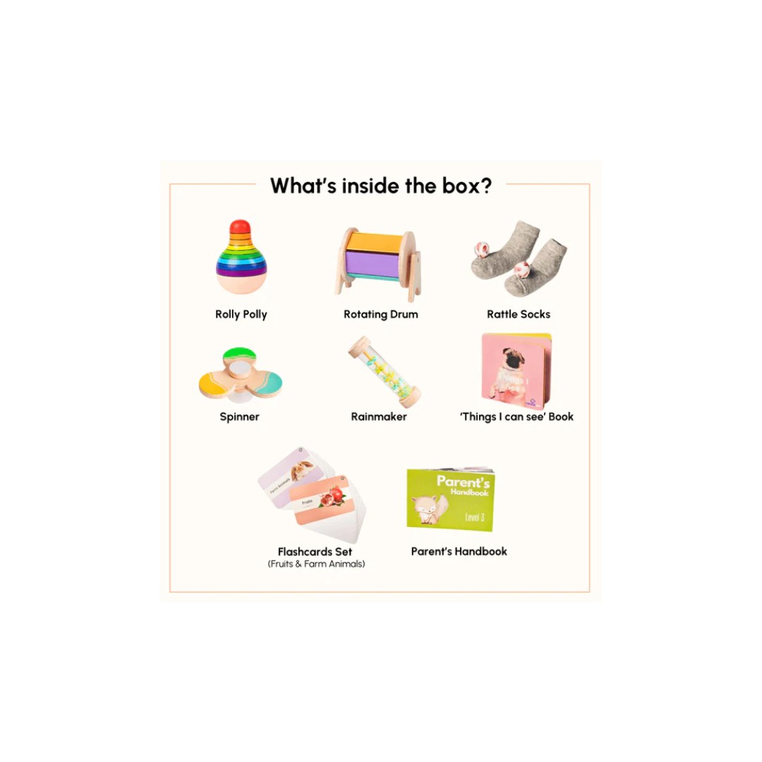 Curious Cub Montessori Learning Wooden Toy Level -3 5 months+