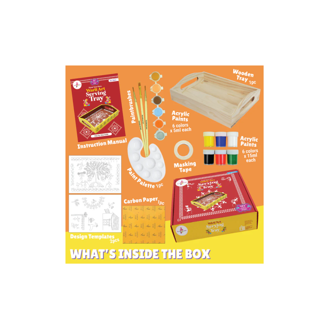 Kalakaram Warli Art Serving Tray Kit