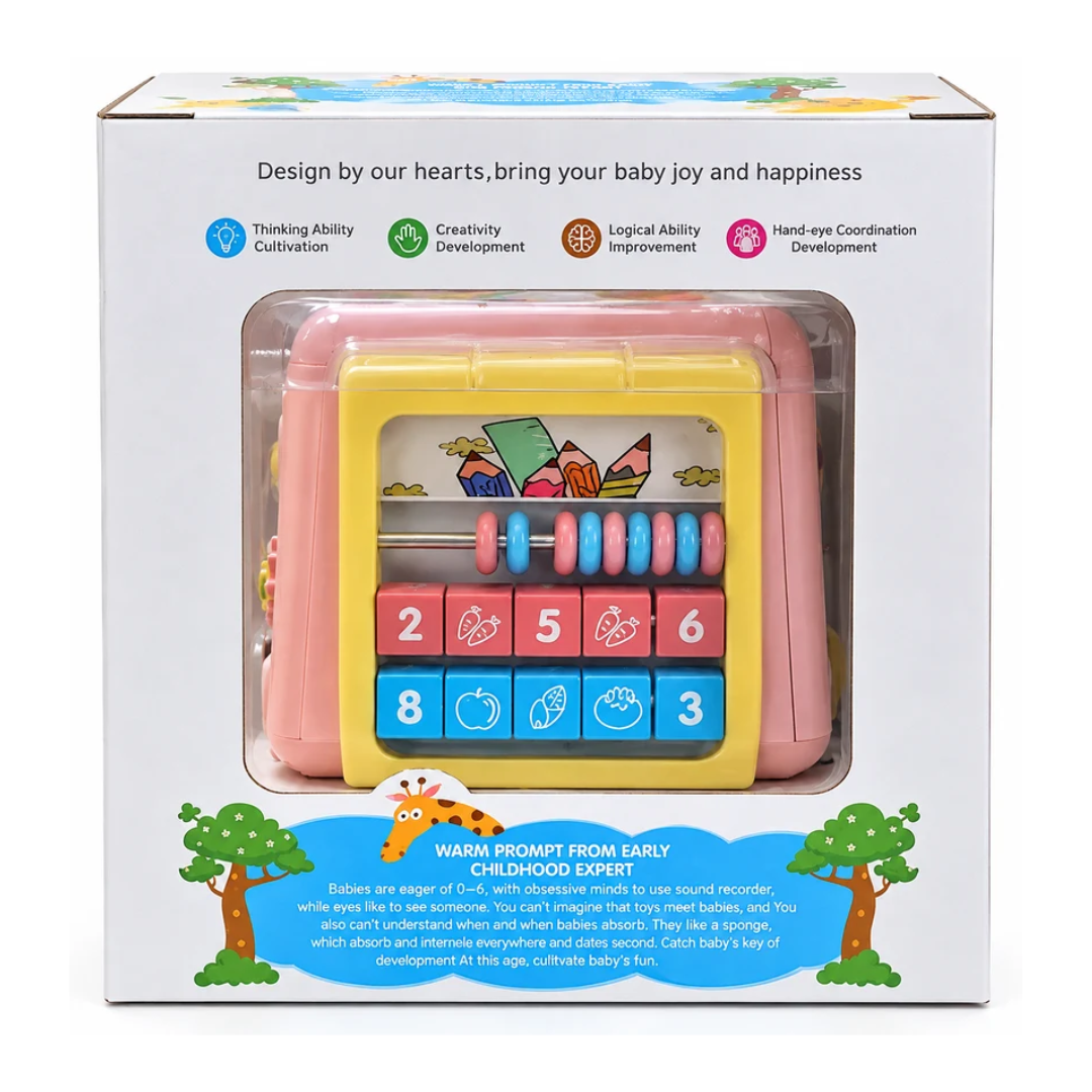 Baoli Dreaming Party Educational Bus Interactive Learning Toy – Pink 18M+