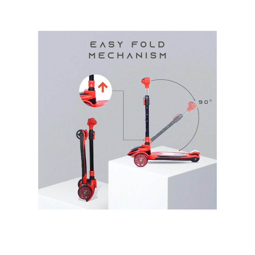 R For Rabbit Road Runner Racer Scooter - PU LED Wheels, 4 Level Height Adjustment, Red Black