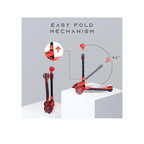 R For Rabbit Road Runner Racer Scooter - PU LED Wheels, 4 Level Height Adjustment, Red Black