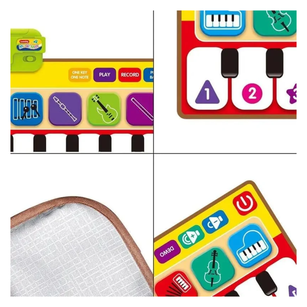 Piano Music Mat for Kids – Touch & Learn Musical Play Mat with 10 Musical Keys & 8 Instrument Sounds, 3+ Years