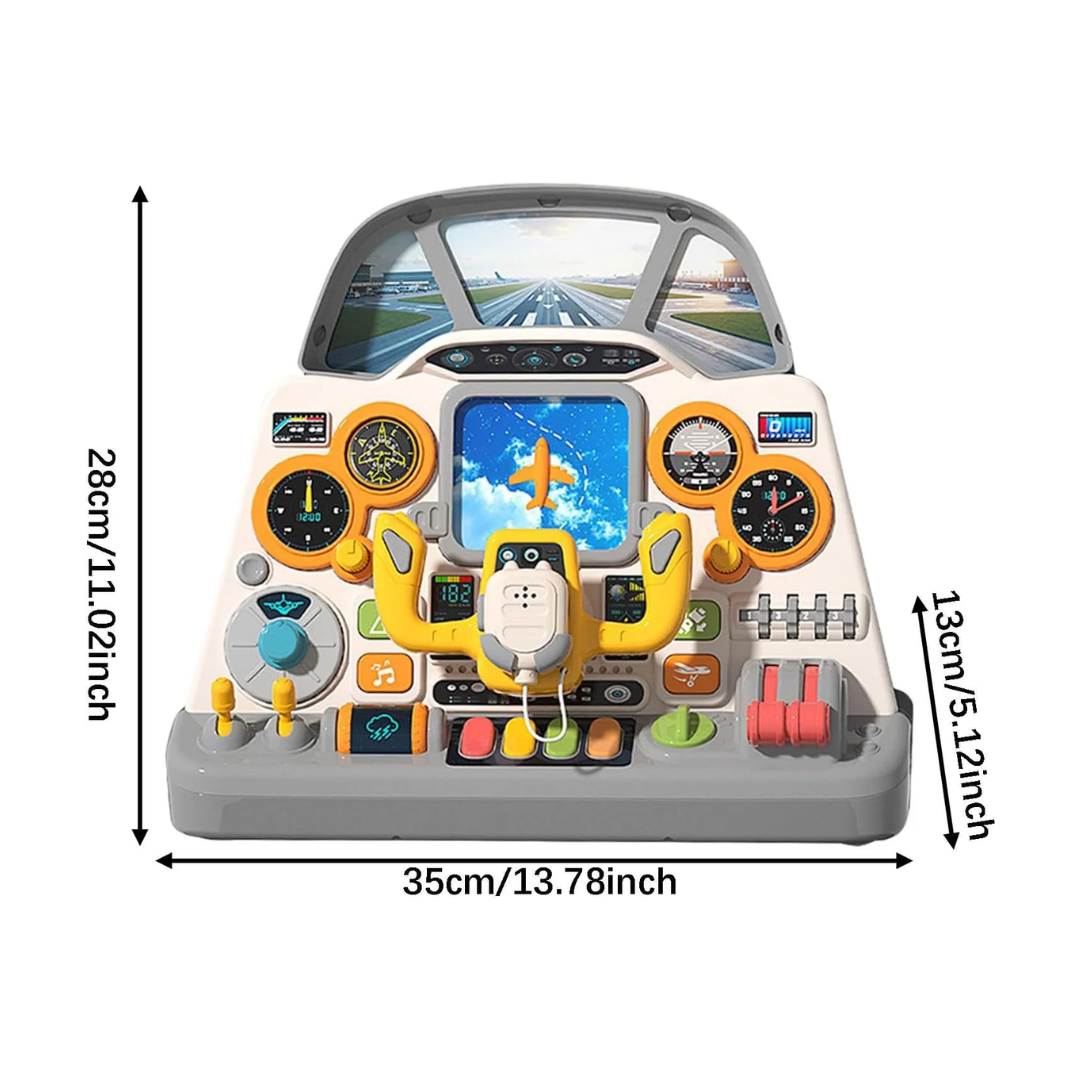 Rainbow Toys Simulation Aircraft Cockpit Busy Board Montessori Pretend Play Toy