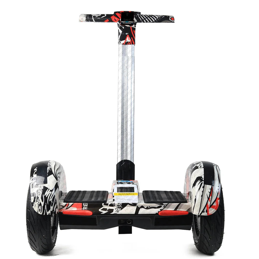Hoverpro Bluetooth Self-Balancing Scooter with Handle Bar – Black & Red Graphic Design S11+ Miniseg Street with Handle Hoverboard