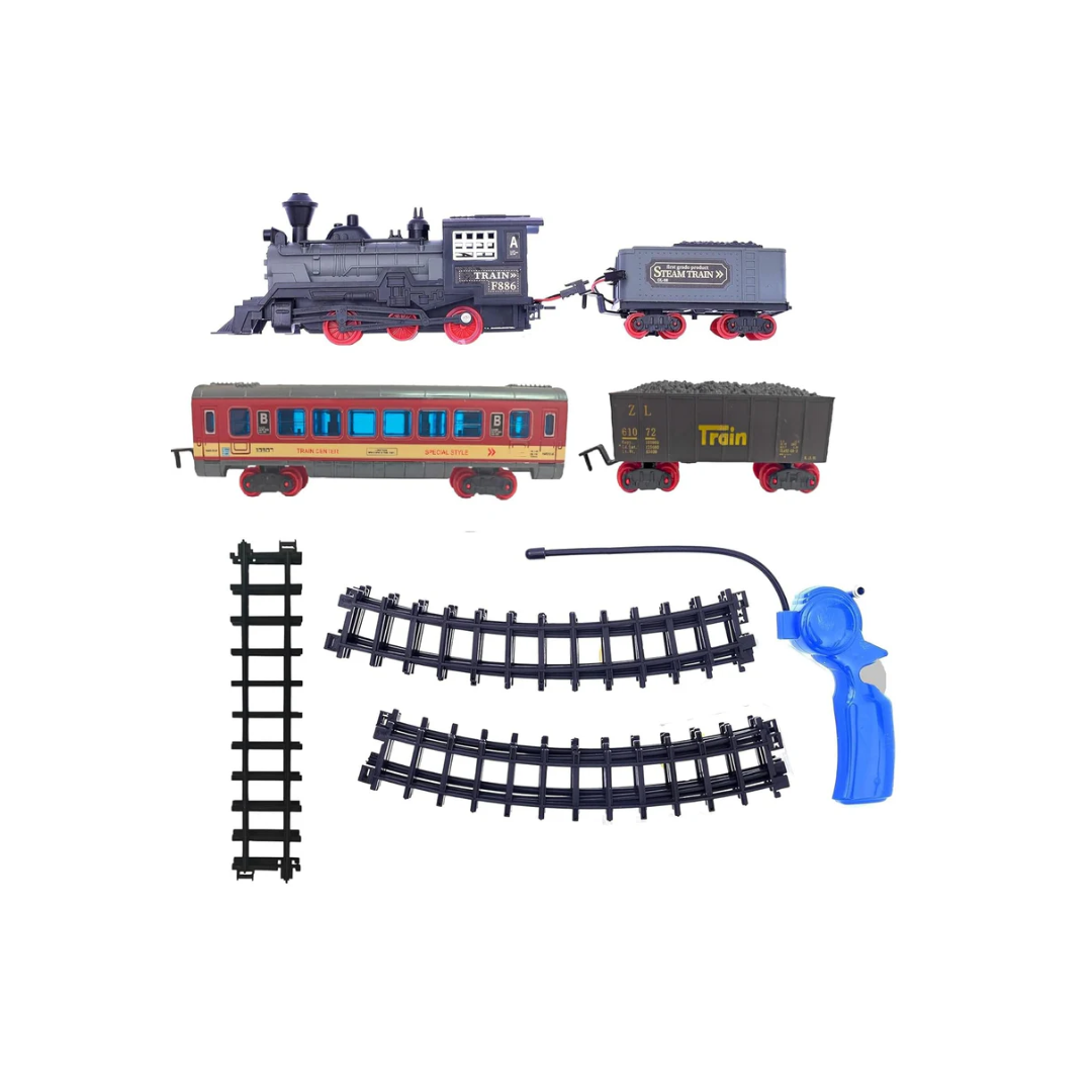 Classic Model Remote Control Train & Track Set Simulation Smoke Locomotive Engine