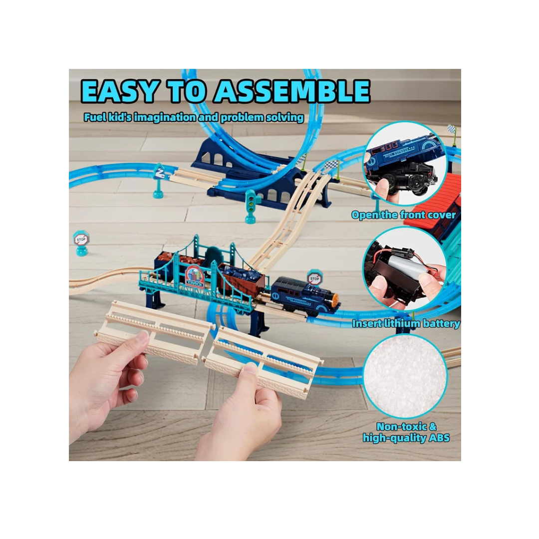 Luxury Funny Worlds Track City Railway Train Set, DIY Building Track