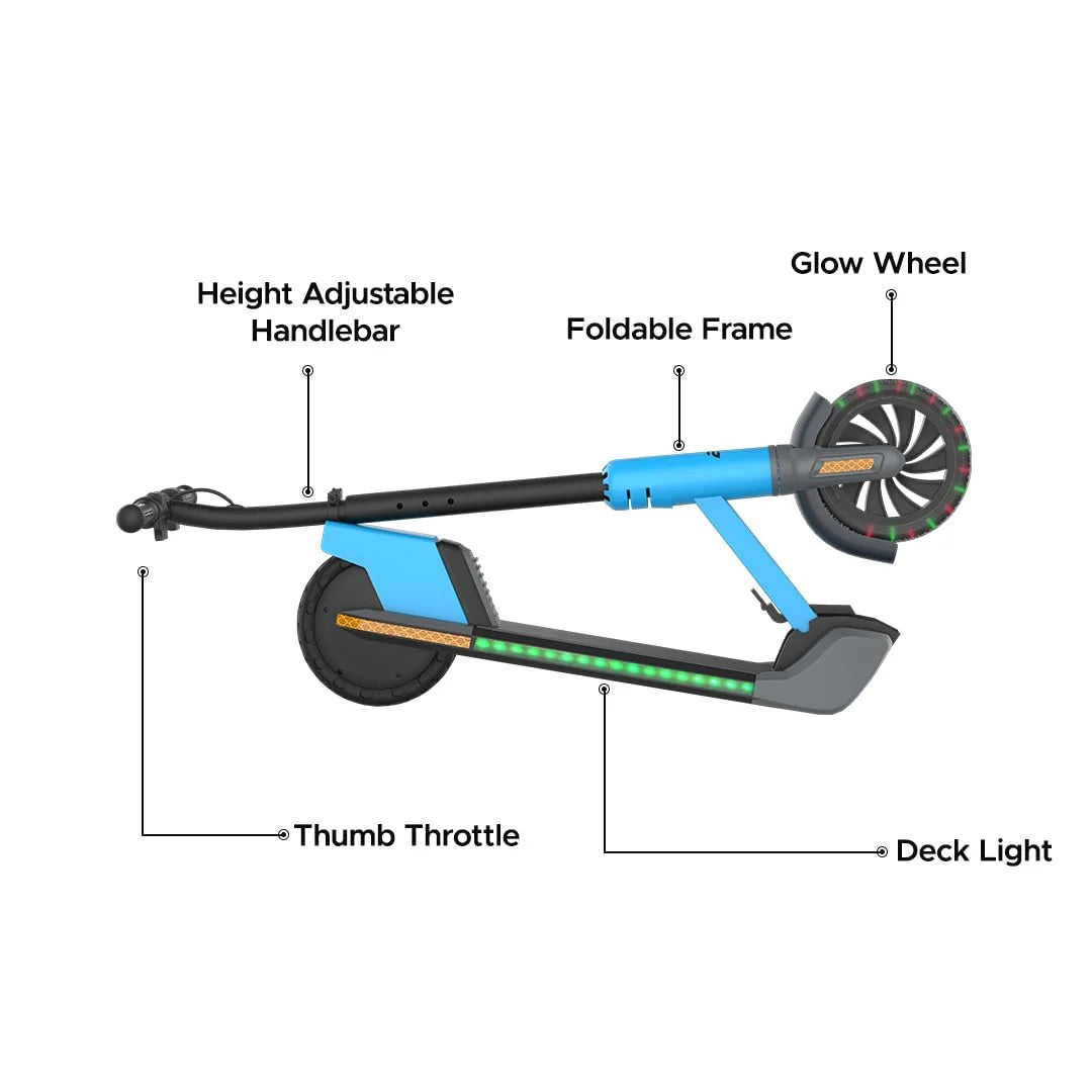 EMotorad Lil E Junior Electric Kick Scooter for Kids 6+ – 100W Motor, 8 km Range, Foldable – Sporty Blue