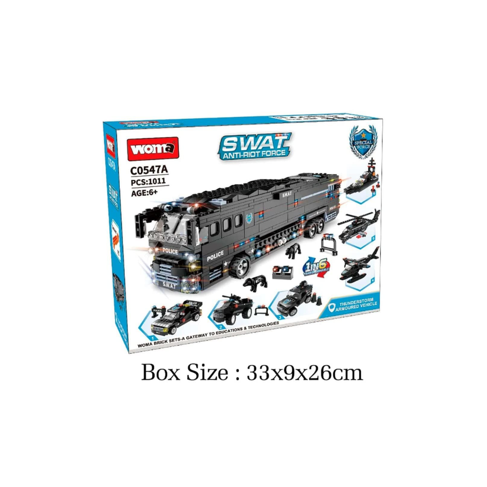 Rainbow Toys SWAT Armored Bus C0547A, Building Set for Fans of Army Mobile Command Center and Police Cars, Building Blocks