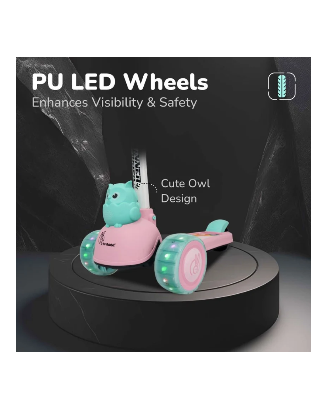 R For Rabbit Road Runner Ryder Scooter For Kids With PU LED Wheels Pink Blue