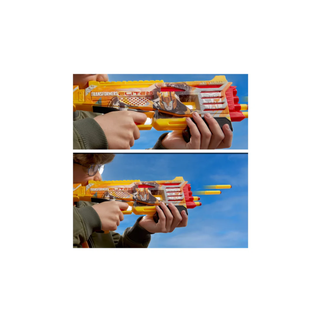 Hasbro Nerf Transformers Bumblebee Dart Blaster, 8 Nerf Elite Darts