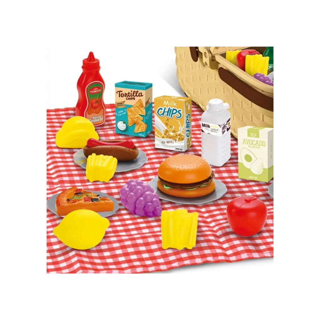 Rainbow Toys Kitchen Picnic Basket Play Set 24 pcs