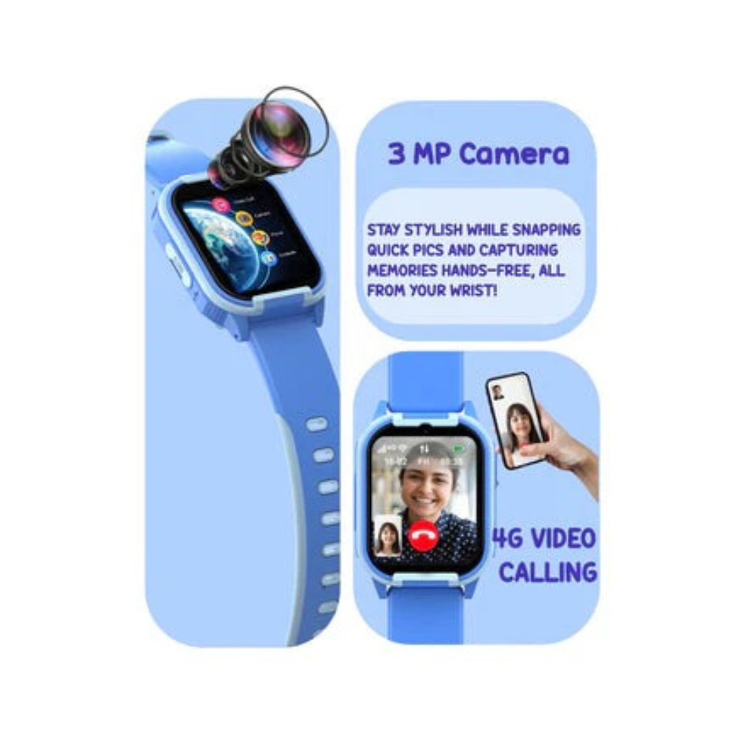 Spiky New Gnome Blue 4G Video Calling Smartwatch for Kids with Multi UI