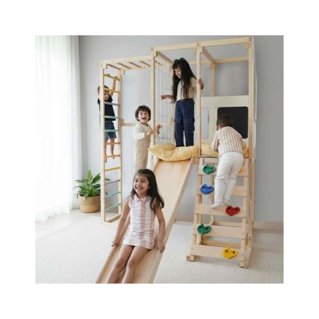 Curious Cub Wooden Playloft + Jungle Gym