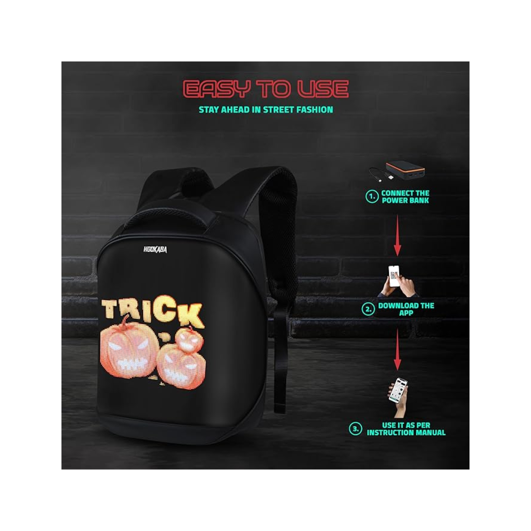 Hookaba Tech Trend LED Backpack 20L Smart Display Bag App Controlled, Programmable Screen