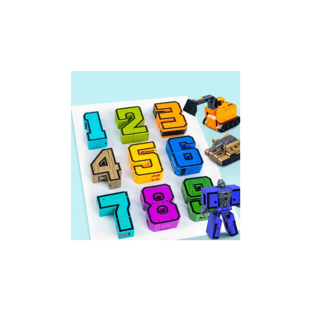 Gooeke Distortion  Number Big  Puzzle Board with Transforming Robot
