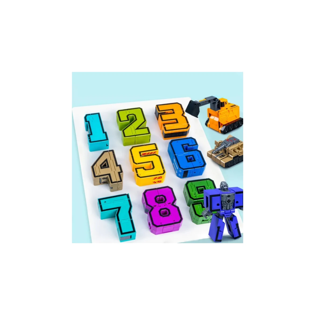 Gooeke Distortion  Number Big  Puzzle Board with Transforming Robot