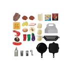 Food Allince Kitchen Play Set Plastic Simulation Handcart BBQ Grill with Electric Flat Grills & Spray Real Cooking Playset