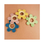 Playblox Flower Teether – 100% Food-Grade Silicone & Natural Beech Wood Soothing Teething Ring for Babies, Non-Toxic Easy-Grip Sensory Toy, 1 Count
