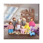 Playblox Pop's Family Wooden Doll Set – 6-Piece Handcrafted Eco-Friendly Wooden Family Playset