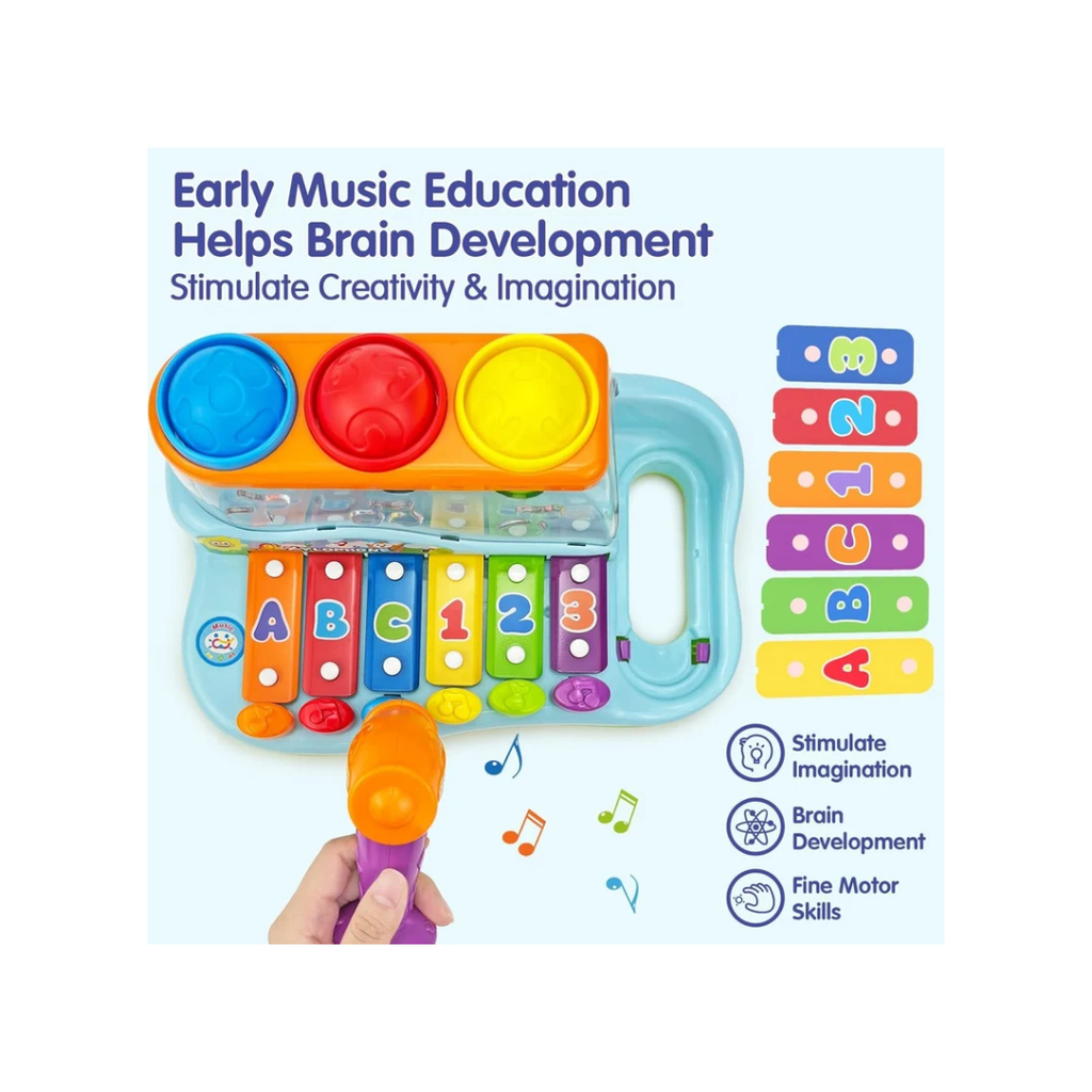 Hola 3-in-1 Pop & Play Music Center Rainbow Xylophone with Pounding Toy