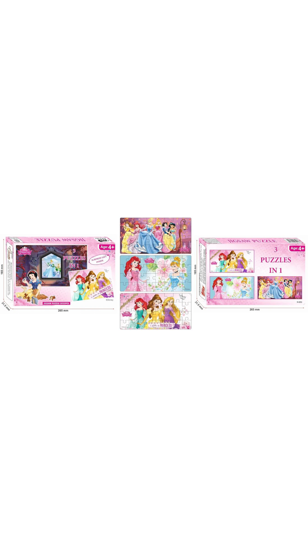 Topps 3in1 DISNEY PRINCESS JIGSAW PUZZLE Game (96 pieces in total)