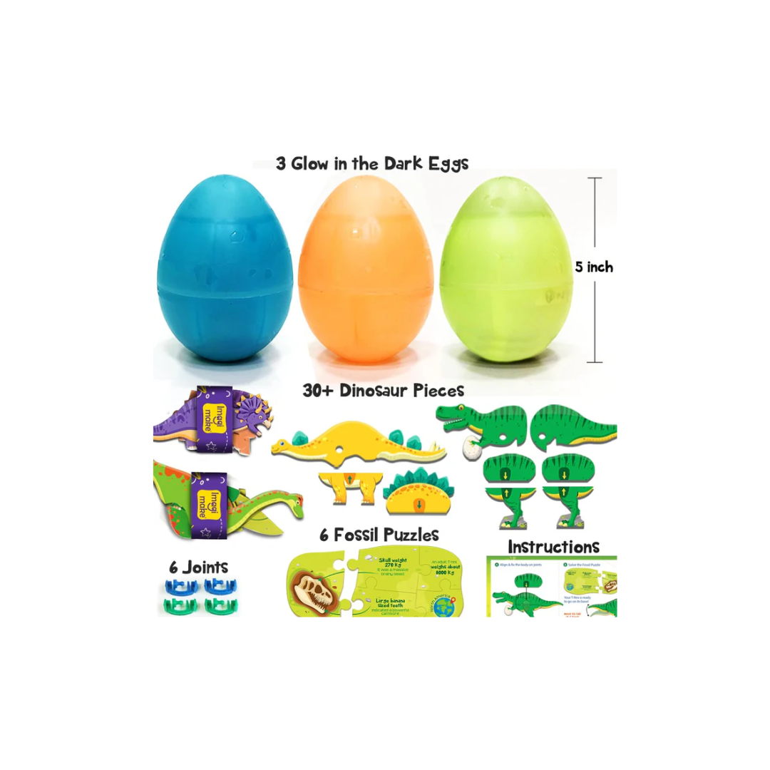 Imagimake Mapology Glow In The Dark Dinos & Egg - Set Of 3 Eggs