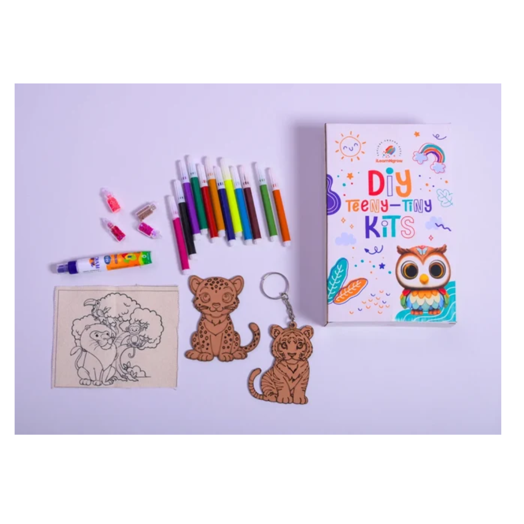 iLearnNGrow Teeny Tiny DIY Animal Painting Kit – 3-in-1 Kids Craft Set