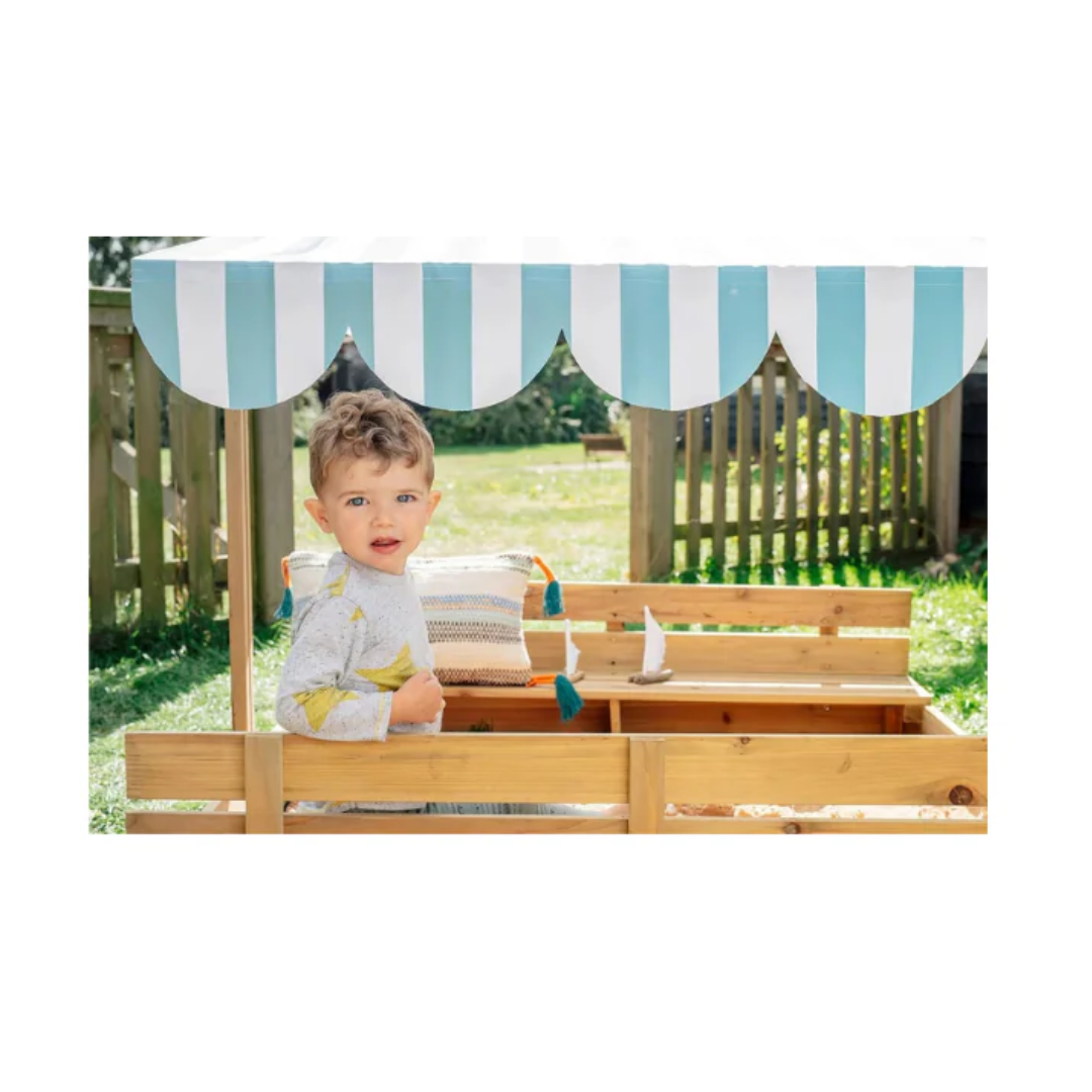 Plum Toys Wooden Sandpit With Canopy - Natural