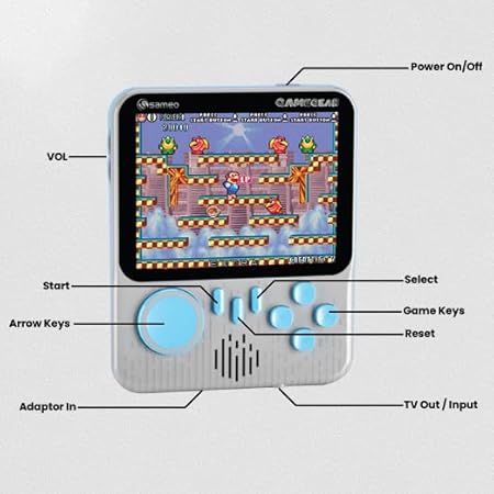 Sameo Gamegear Handheld Video Game Console, Retro Mini Game with 666 Classic Retro Game TV Compatible for Kids, Rechargeable 8 Bit Classic (Dolphin Grey)