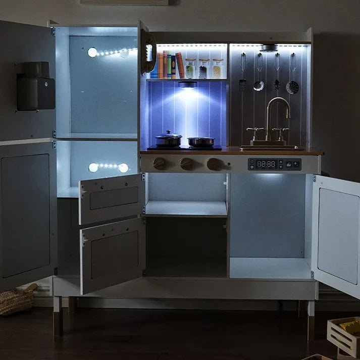 Wooden Luxury Neon Kitchen Set with Simulated Sound and Light