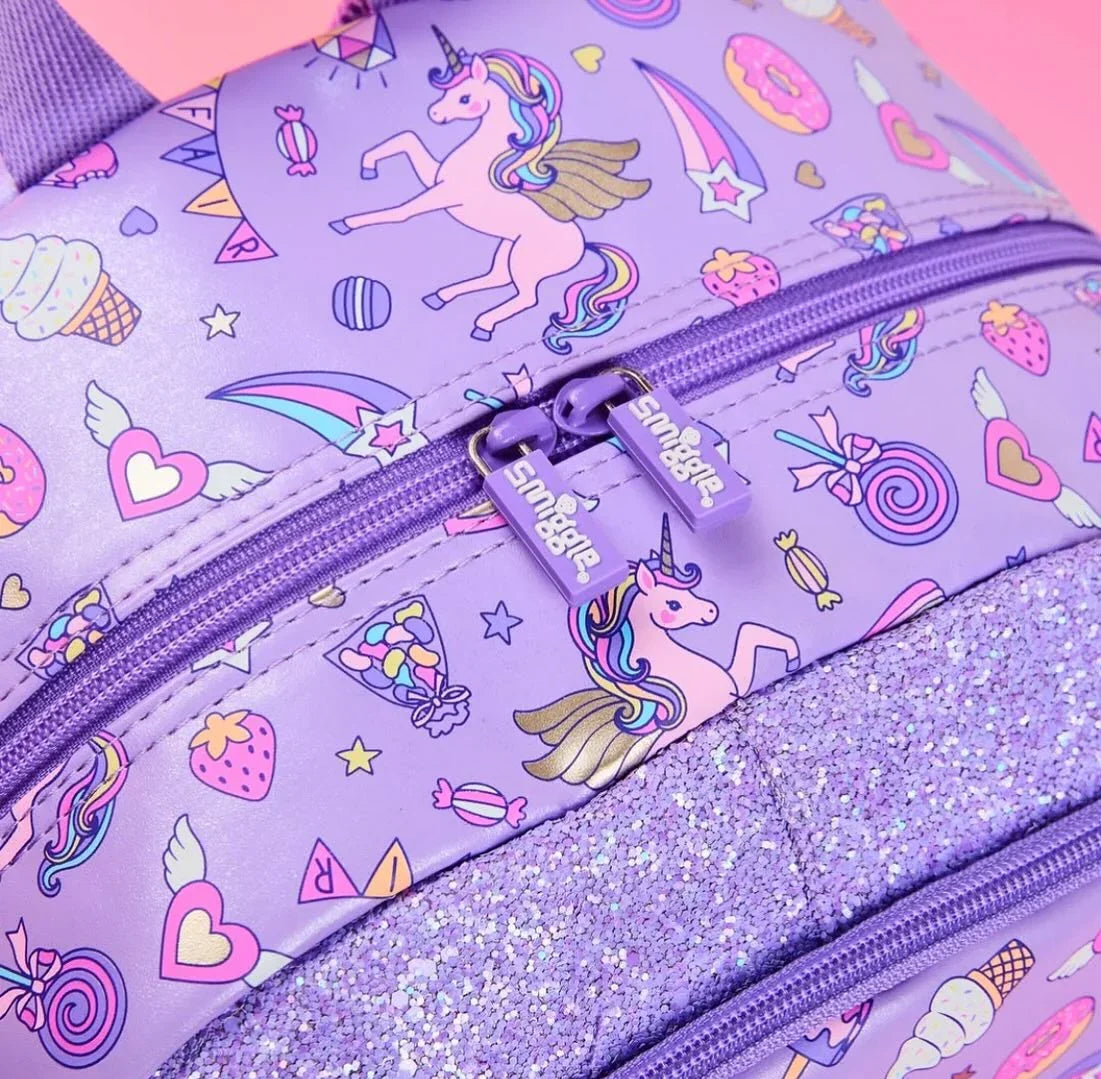 Smiggle Unicorn 16 Inch Kids School Backpack – Holographic Front Pocket | 6–12 Years