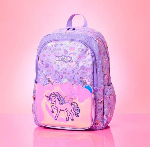 Smiggle Unicorn 16 Inch Kids School Backpack – Holographic Front Pocket | 6–12 Years