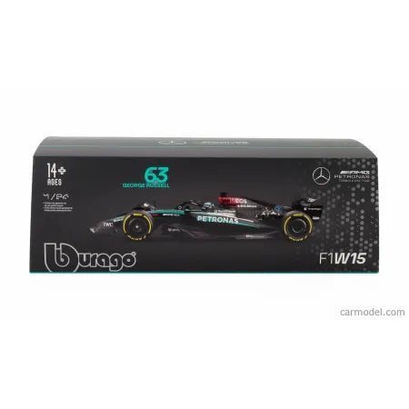 Bburago 1:24 2024 Mercedes-AMG W15 #63 George Russell Ultimate Formula 1 Die-Cast Model Car for Kids