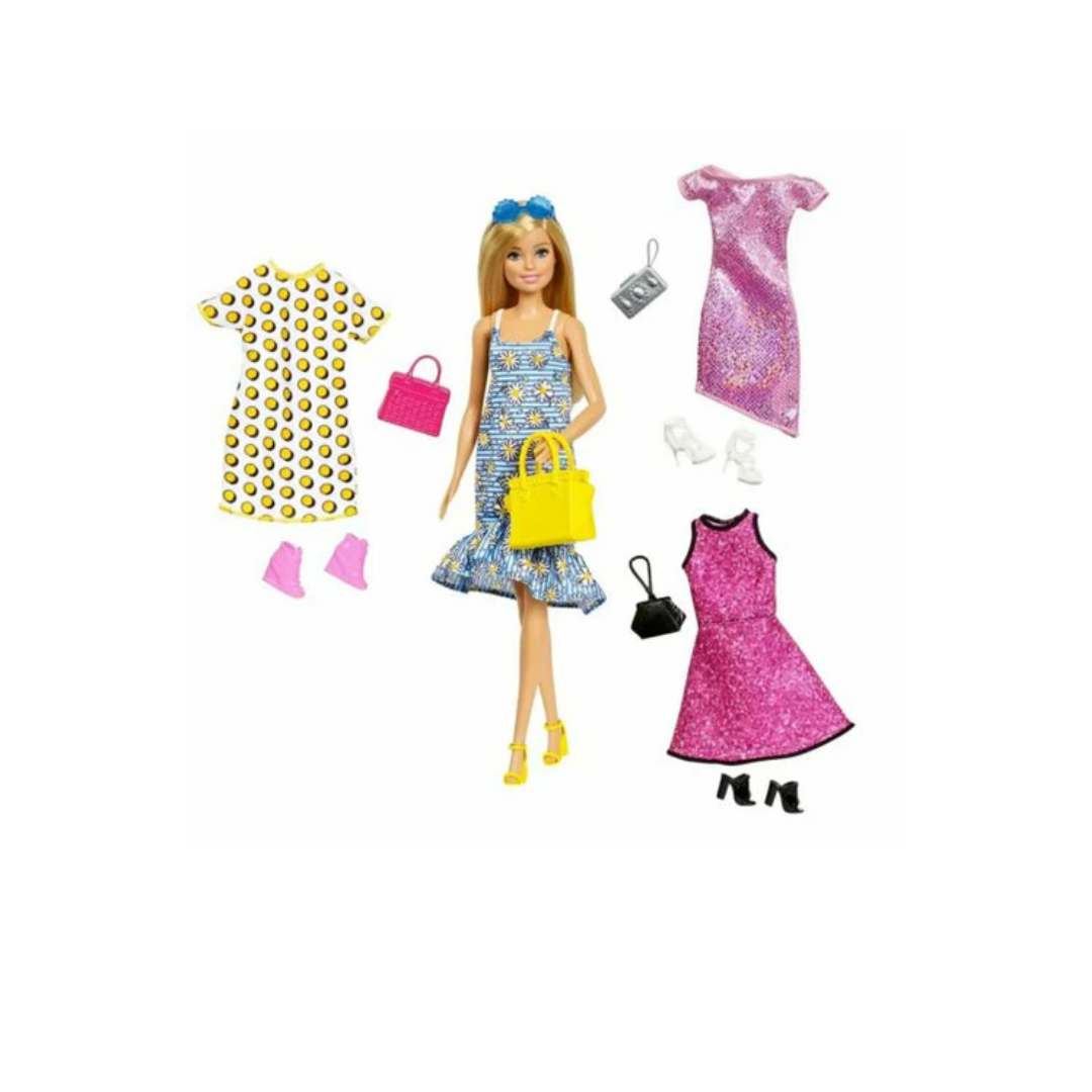 Mattel Barbie Fashionista Doll With 4 Fashions JCR80